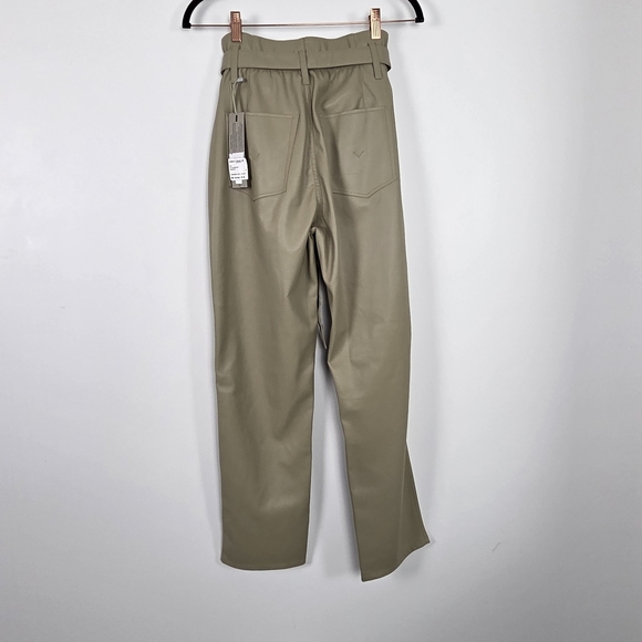 HUDSON REMI Chinchilla Faux Leather High-Rise Paperbag Beige Pants NWT Size 25 - Picture 4 of 12